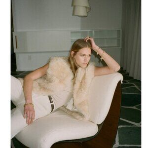 Nili Lotan Brinley Lamb Fur Off-White Vest